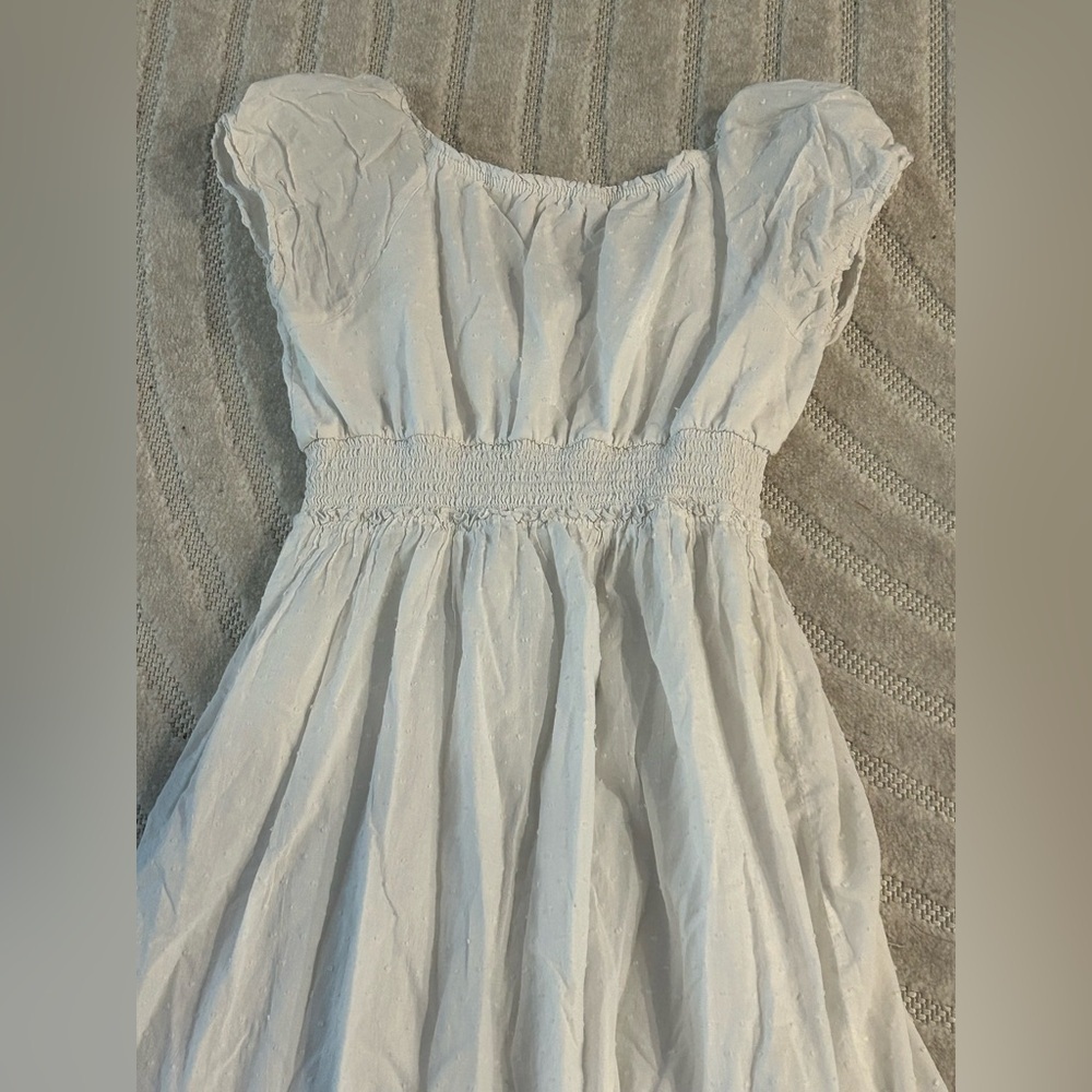 Betsey Johnson Cotton Clip Dot Smocked Puffed Sleeve Midi Dress - L - Picture 11 of 14
